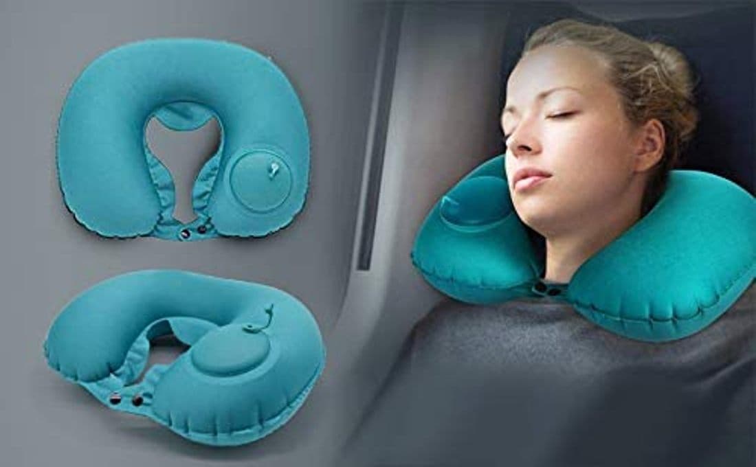 Inflatable U-Shaped Travel Neck Pillow with Air Pump